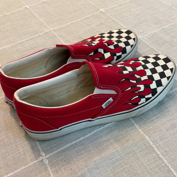 Vans Other - Vans Slip-On Checker Flame Red – Men’s 13